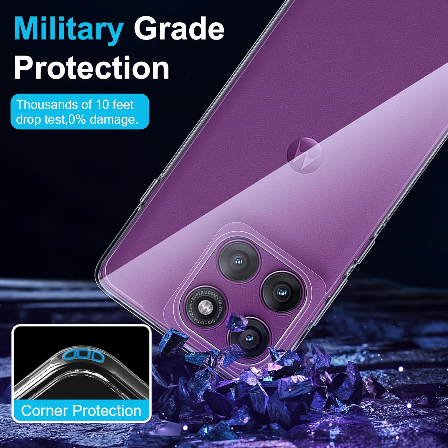 FDHYFGDY Case for Motorola Edge 60 Pro Protective Case, Transparent Shockproof Silicone Mobile Phone Case, Clear, Thin, Soft TPU Bumper Cover Case image number 4