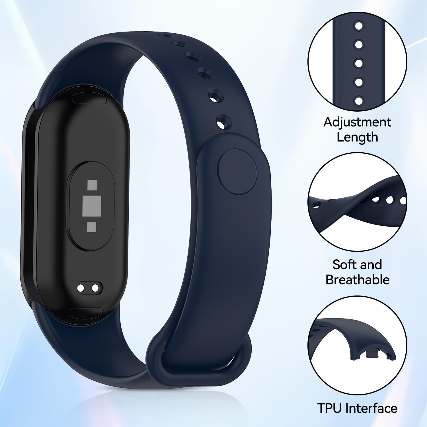 (10 Pack) Watch Bands Compatible with Xiaomi Mi Band 10/9/8/NFC, T Tersely Soft Silicone Replacement Bands Sport Adjustable Wrist Strap for Women Men,Colourful Bracelet Strap image number 3