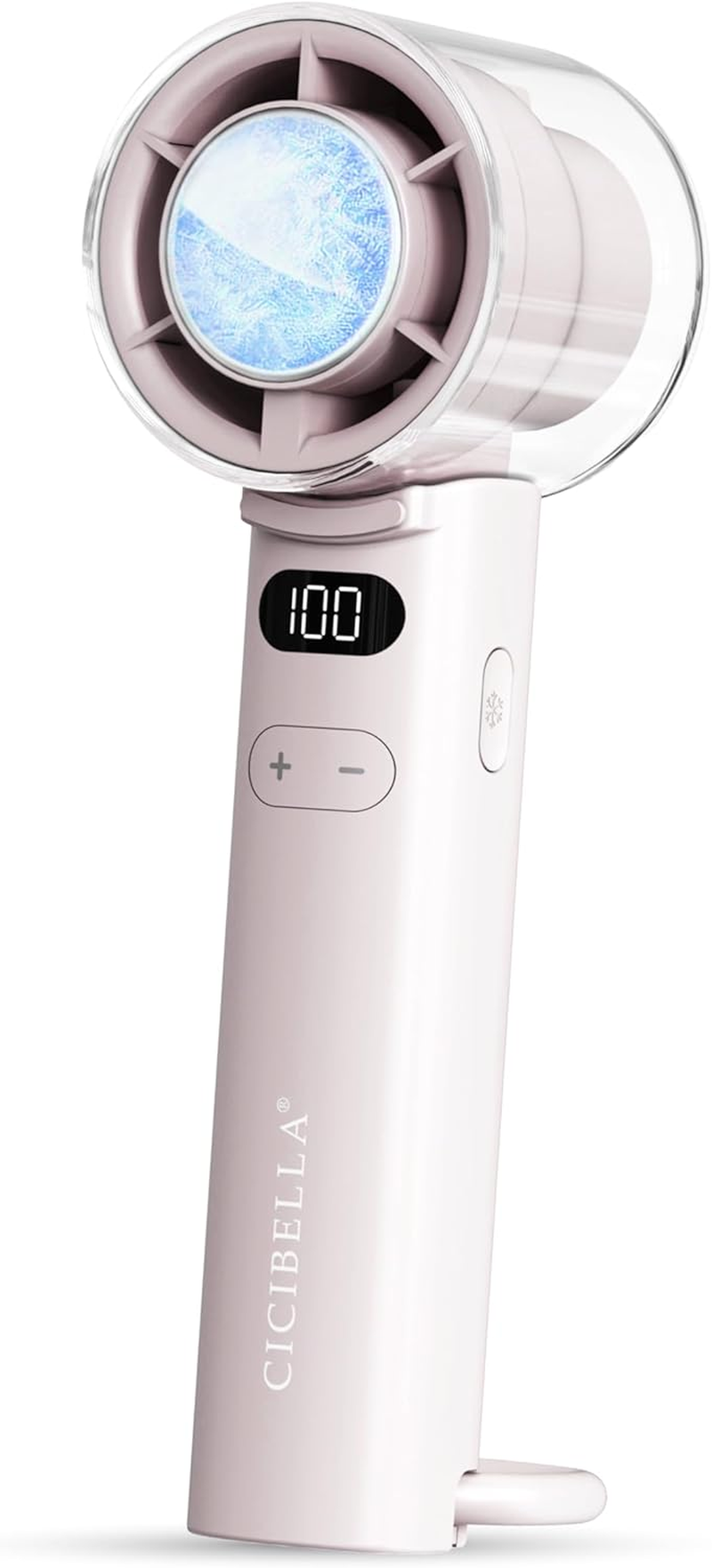 Cibella W-F9 Handy Fan, Cooling Plate, Neck Hanging, Foldable, 5 Levels of Wind Power Adjustment, Maximum 13H Operation, Cooler Function, Handheld Portable Fan, Light Brown