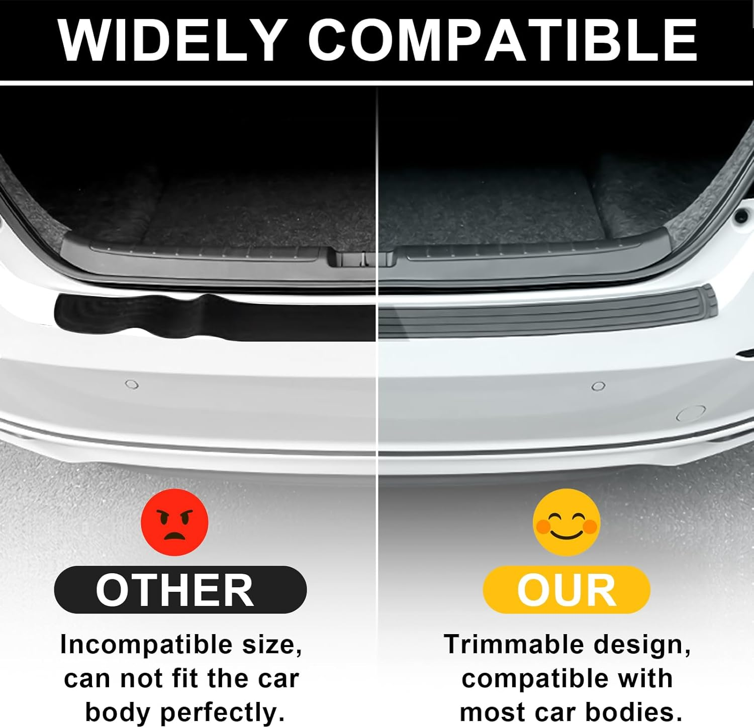 Car Rear Bumper Protector, 41 X 3.4 Inch Anti-Scratch Rubber Rear Bumper Guard, Universal Non-Slip Trunk Exterior Accessories for SUV & Trucks, Easy No-Drill Installation, with Wet Wipes image number 2