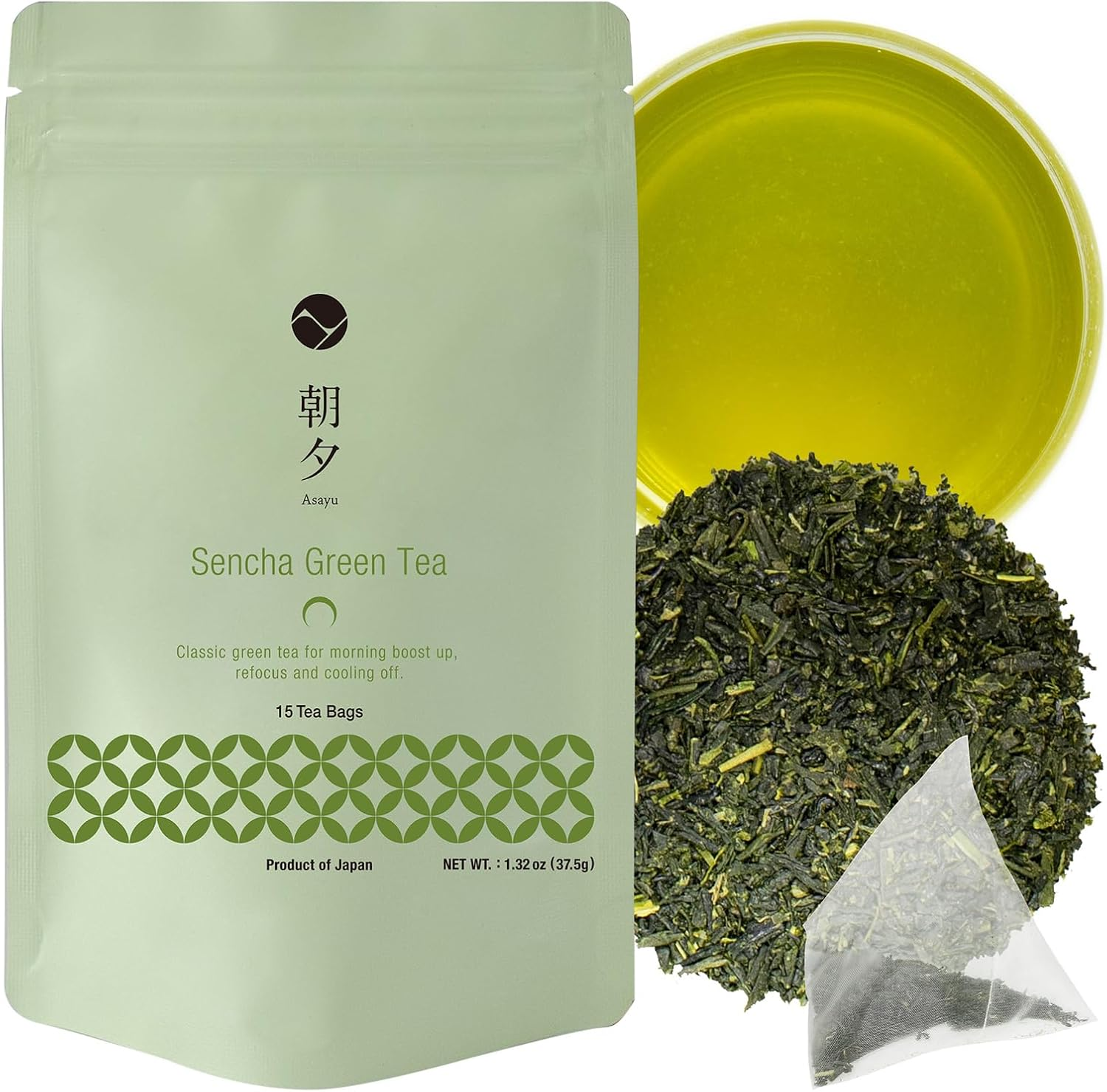 Asayu Japan Sencha Japanese Green Tea 2.5 G X 15 Tea Bags - 100% Made in Japan Steamed Gluten-Free First Harvest Green Tea Bags image number 1
