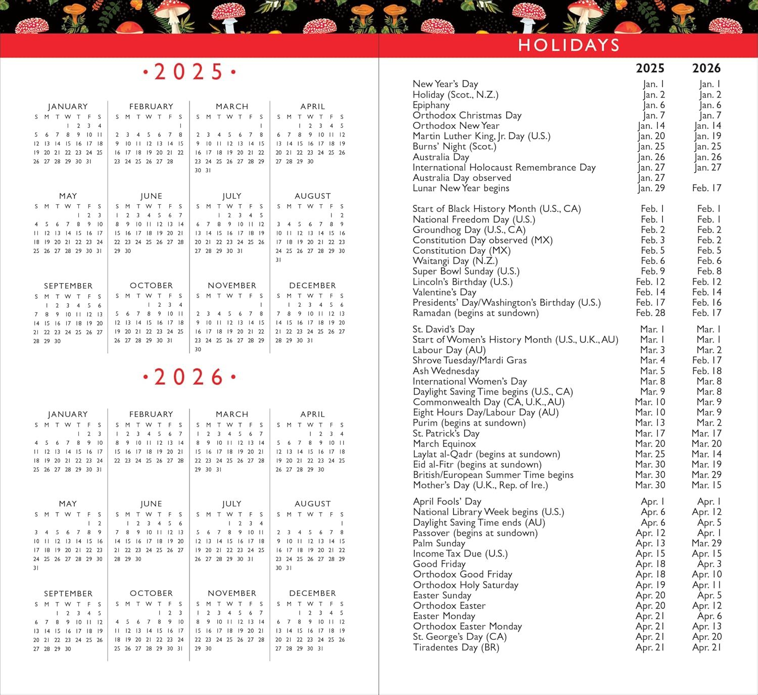 2025-26 Mushrooms 2-Year Pocket Planner (24-Month Calendar) image number 4