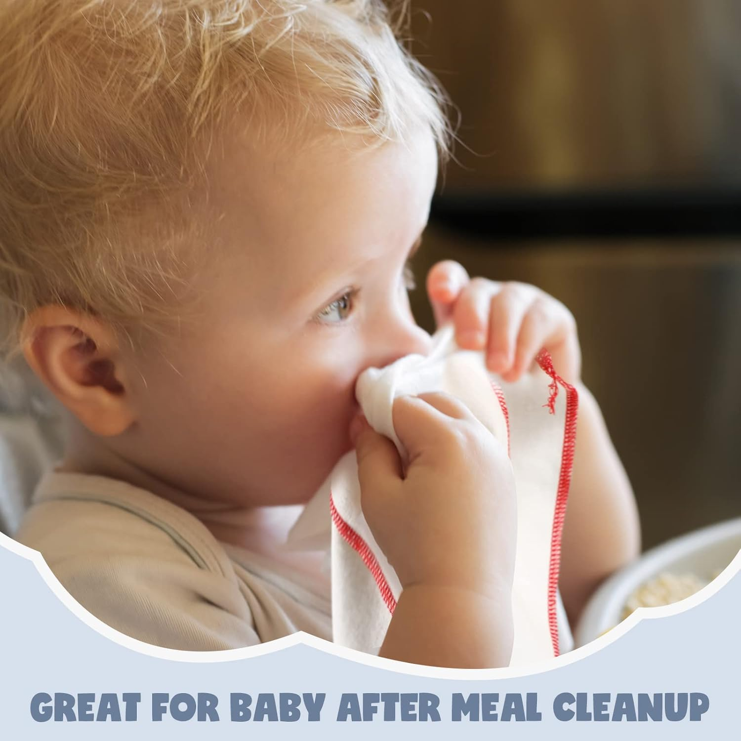 Zopeal 64 Pcs Flannel Cloth Baby Wipes Reusable Dispenser Washable Soft Natural Unbleached Baby Face Cloth Wipes 8 Colors Outer Stitching 8 X 8 Inches image number 3