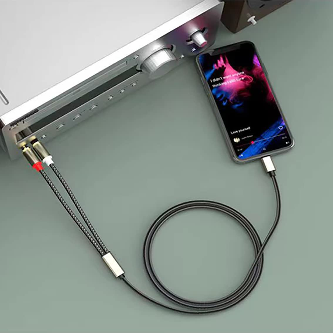 Tunghey USB C to 2 RCA Audio Cable, Type-C to RCA Male to Male Y RCA Splitter, 2RCA Jack USB-C Audio Cable for Phone, Tablet, Home Theater, DVD, Amplifier, Speaker, Car Stereo (5M) - 3M image number 1