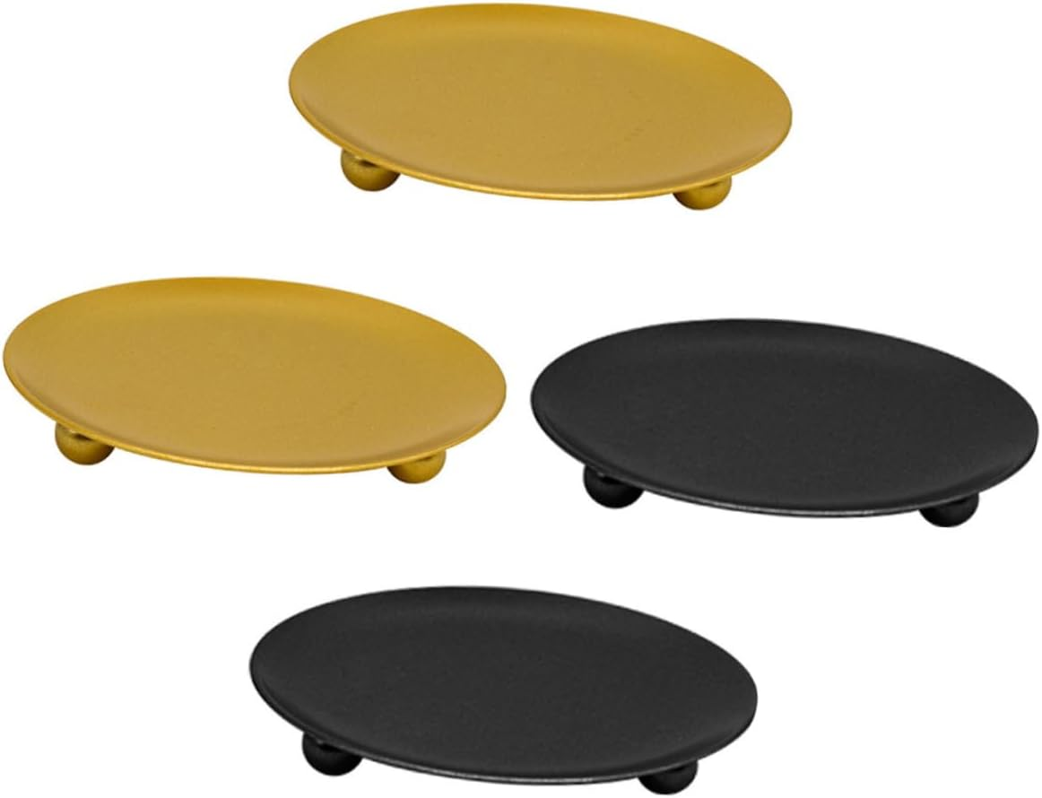 CORHAD 4Pcs Iron Plate Candle Holder Pillar Candle Plate for Home Decor Office Table Living image number 6