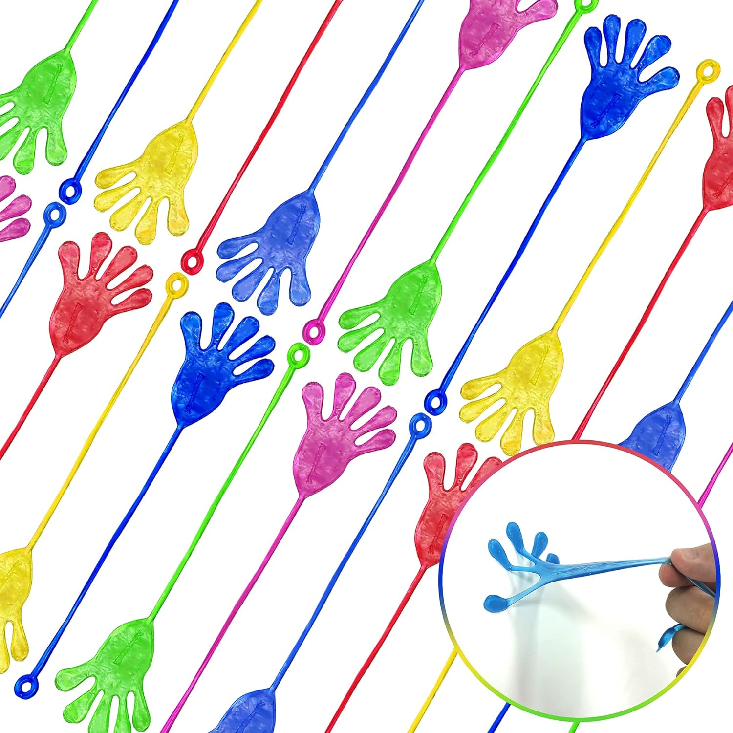 46 Pieces Vinyl Stretchy Sticky Toys Assorted Novelty Large Sticky Hands, Wall Climber Men, Hammer, Lizards, Skull and Flying Frog for Children Kids Party Favors, Birthdays image number 6