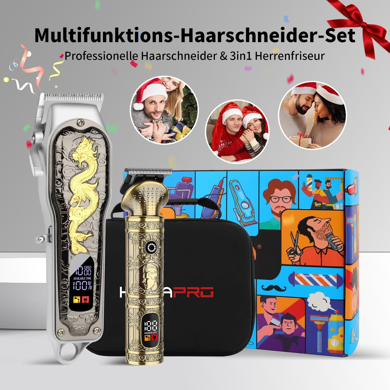 HIENA Pro Fessionelle Hair Trimmer for Men, Cordless Rechargeable Hair Clipper and Trimmer Set, Hair/Beard Trimmer and Electric Care Kit, Nose Hair Trimmer, Hair Trimmer image number 3