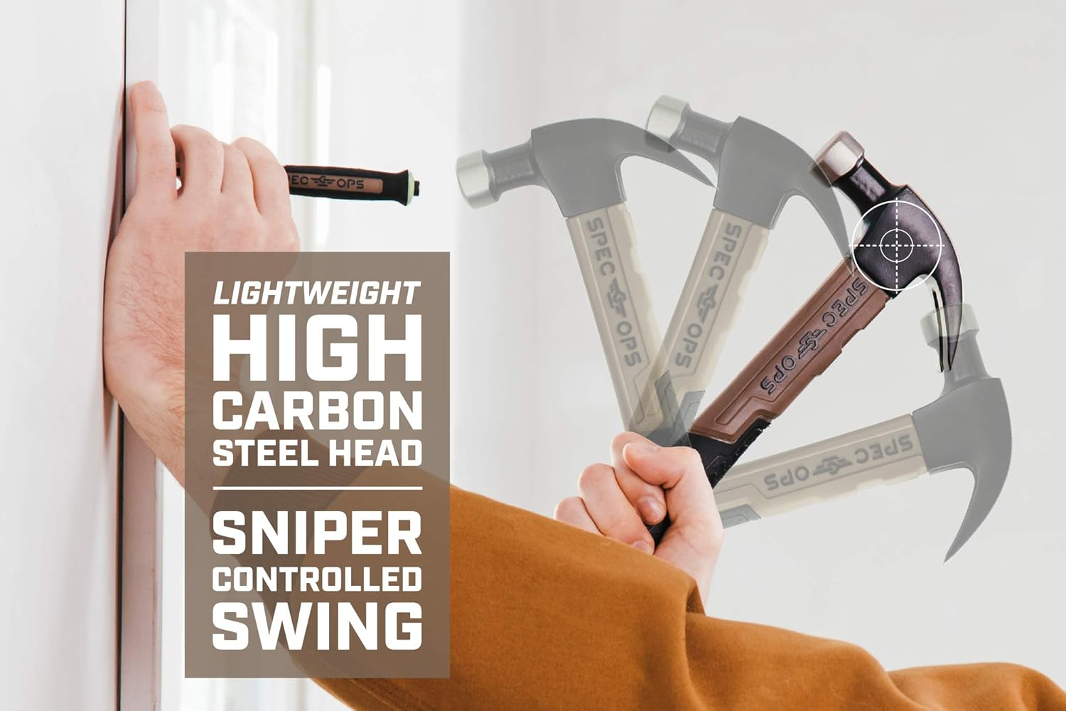 Spec Ops Tools Fiberglass Hammer, 20 Oz, Smooth Face, Curved Claw, Shock-Absorbing Grip, 3% Donated to Veterans