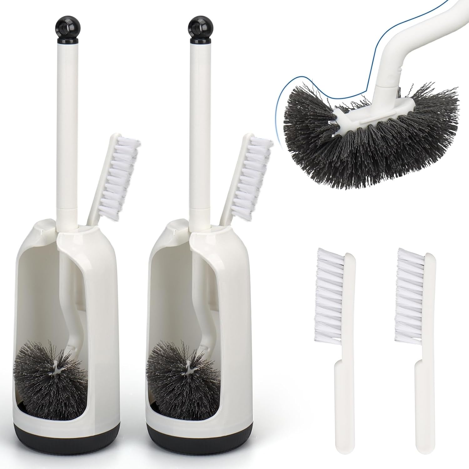 Topsky Toilet Brush, Toilet Bowl Brush and Holder, Toilet Brushes for Bathroom, Compact Toilet Bowl Cleaner Brush with Storage (White)