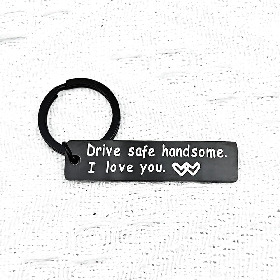 Drive Safe Handsome I Love You Gifts Keychain for Boyfriend Husband Drive Safe Gifts for Him BF Christmas Valentines Day Gift Husband Boyfriend Hubby Driving Keyrings image number 3