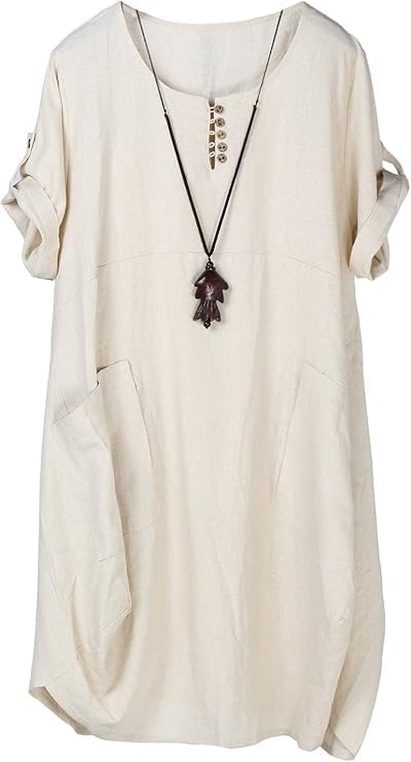 Minibee Women'S Ruffle Loose Casual Midi Dresses with Pockets