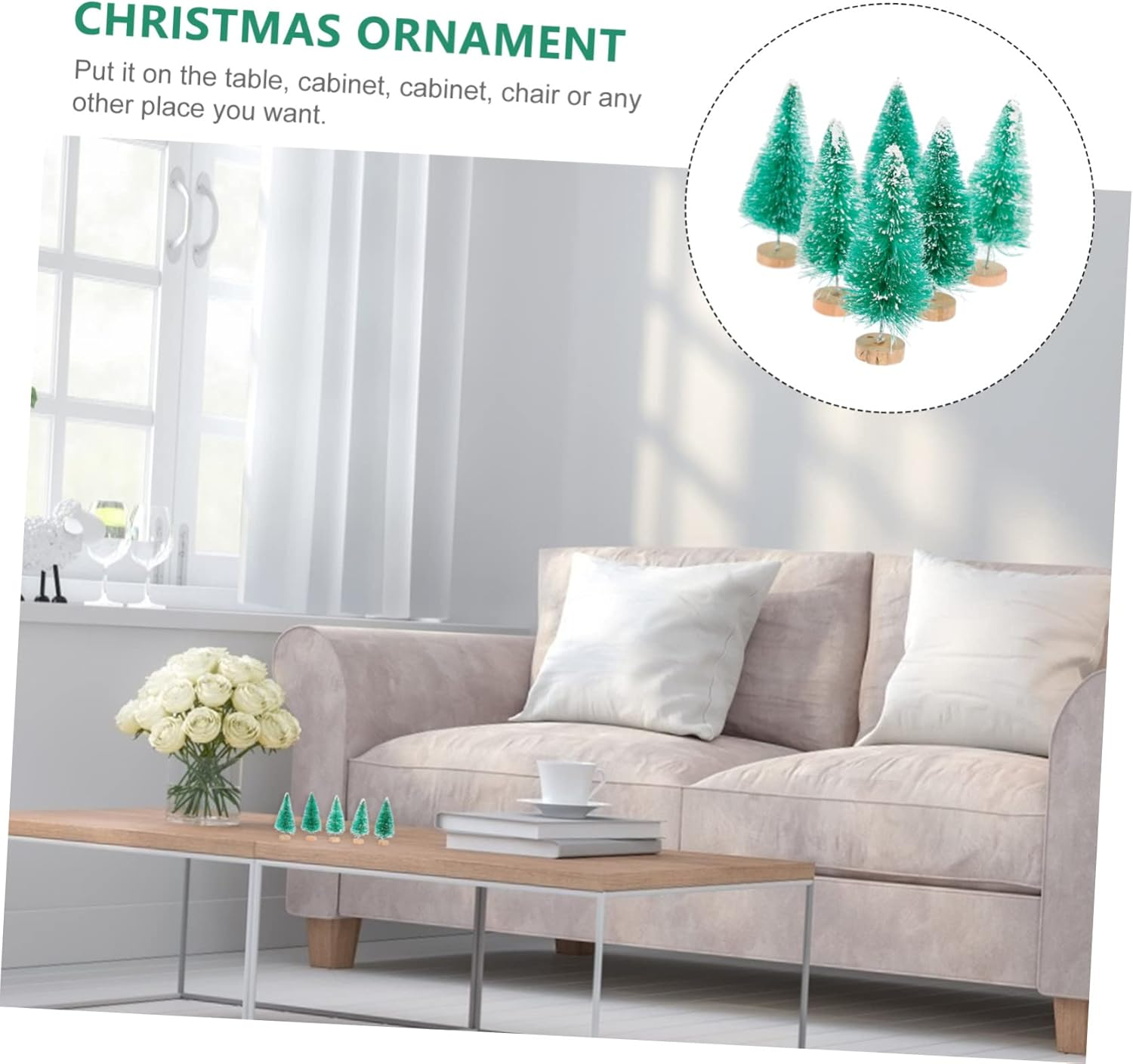 Garneck 12Pcs Christmas Tree Desktop Decor Box and Pine Style for Home Office Shop Party Supplies Creative Holiday Adornment image number 4