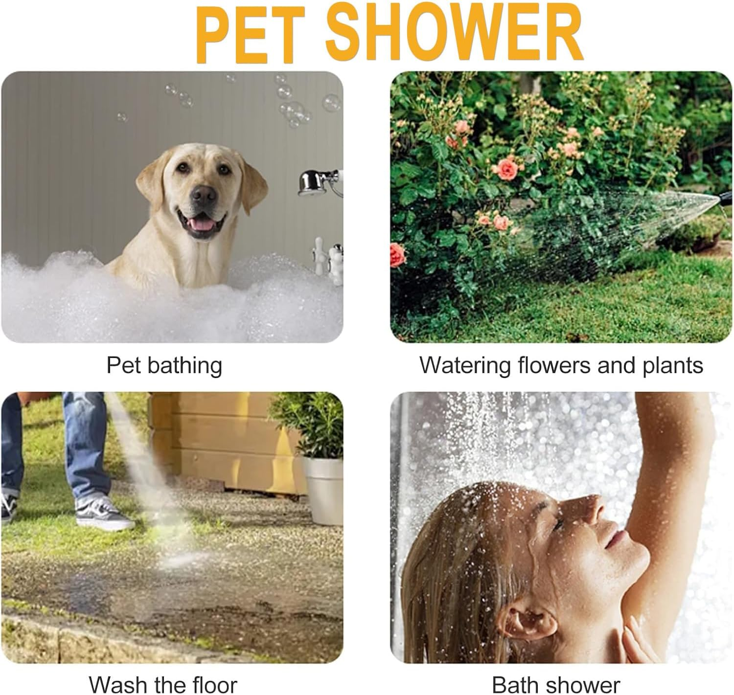 IONPSH Sink Spray Rubber Hose Portable Faucet Sprayerhand Held Shower Head Sprayer Tap Hose Attachment Can Be Used in the Bathroom and Kitchen for Bathing Baby Pets Washing Hair Rinsing Vegetables(2)