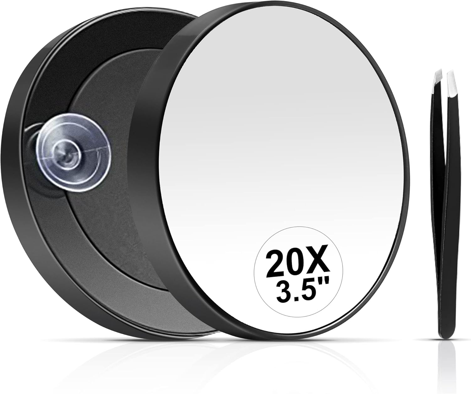 MIYADIVA Magnifying Mirror, Small Mirror with Suction Cup and Tweezers, as a Travel Magnifying Mirror, Compact Mirror Set for Plucking Eyebrows 3.5 Inches image number 1