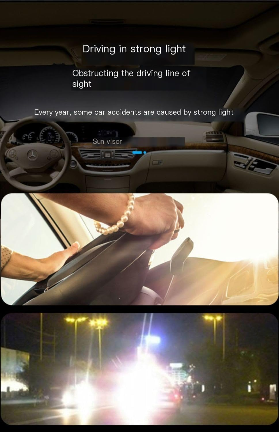 SZMEINANZI Car Sun Visor, Anti-Glare Day and Night Dual-Use, Adjustable for All Vehicle Types image number 3