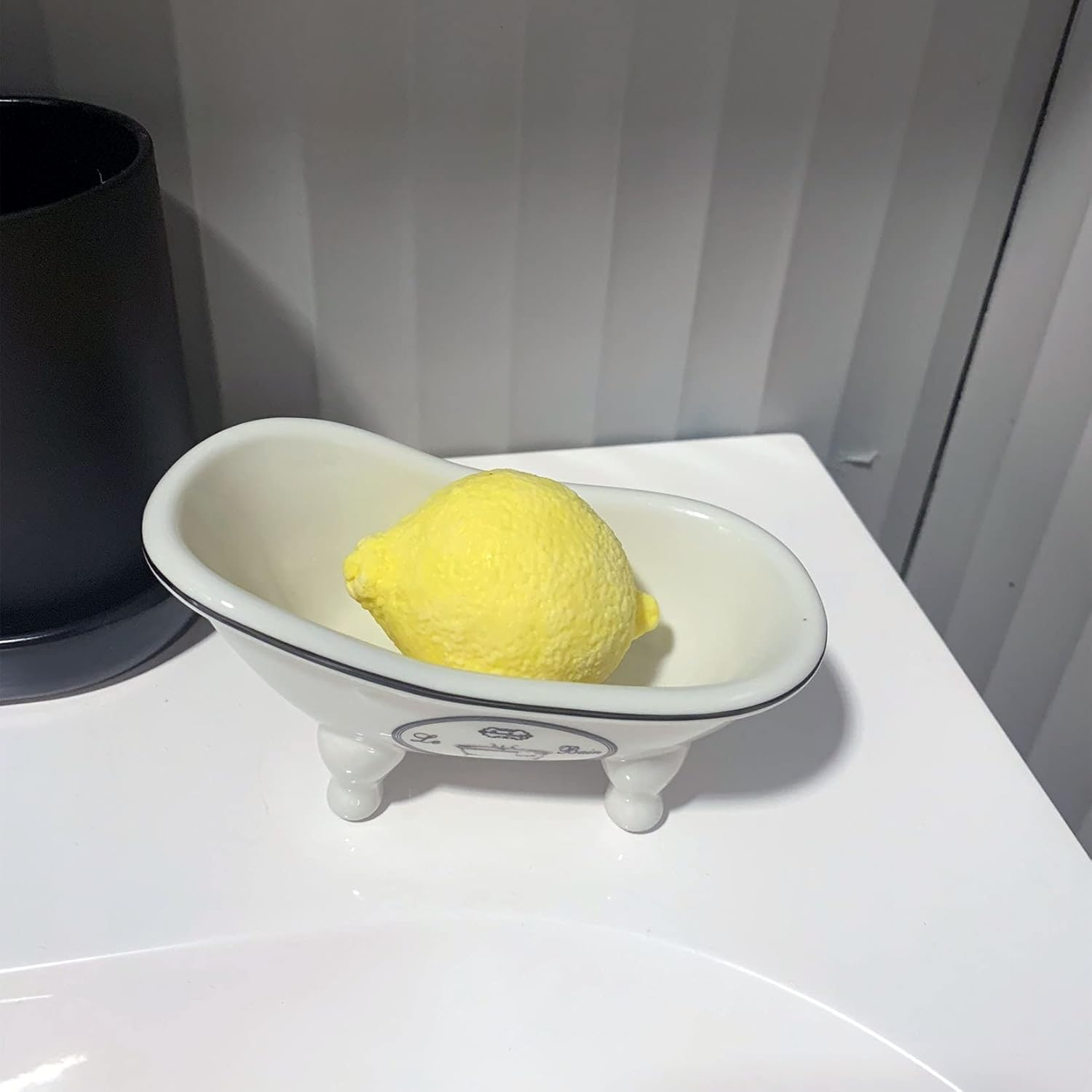 Vintage Clawfoot Tub Bathtub Soap Dish for Bathroom Shower - Decorative Ceramic Bar Soap Dish with Drain Holes, Sponge Holder Bath Container Bar Soap Tray for Bathroom, Kitchen Sink