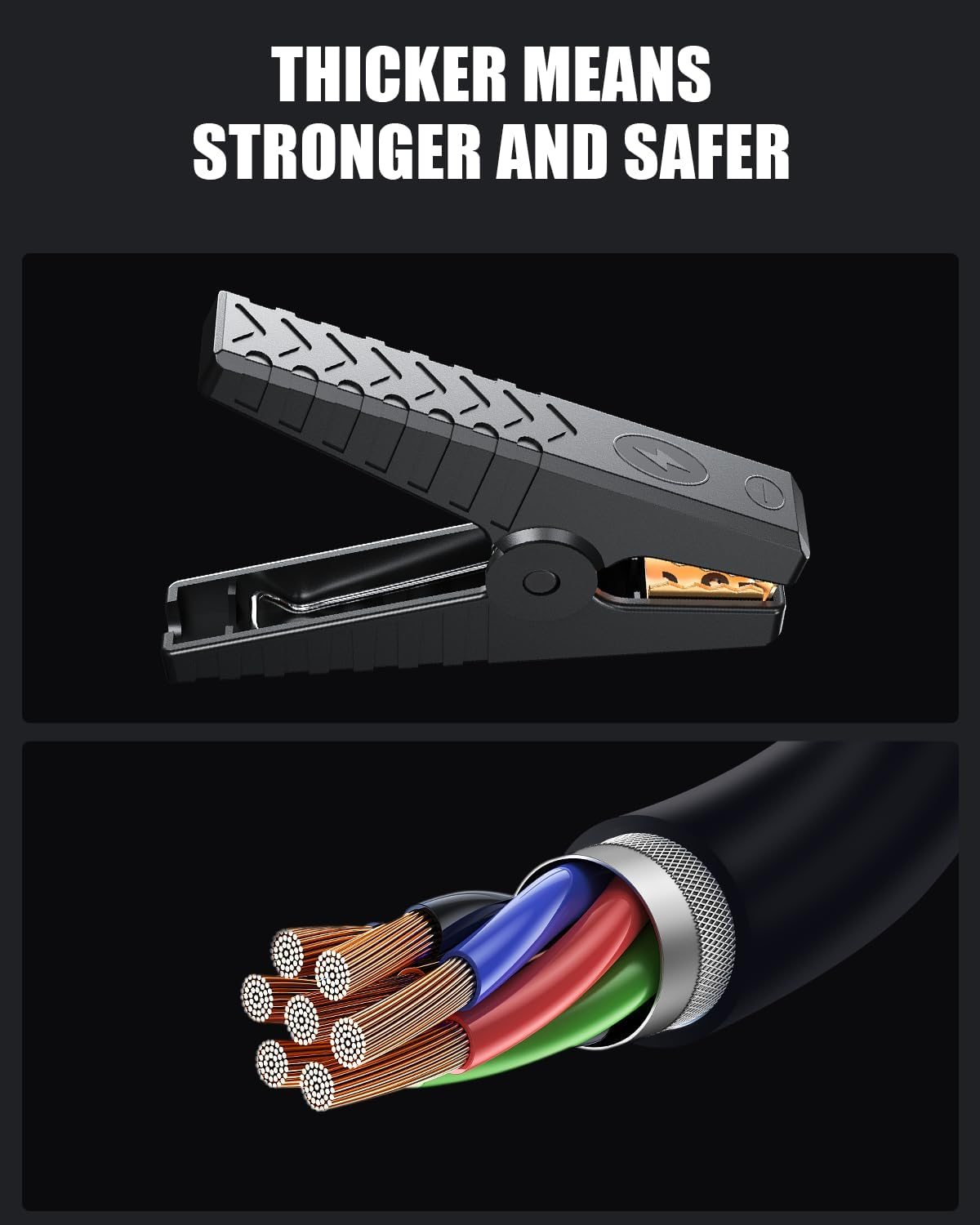 Smart Jumper Starter Clamps, Intelligent Portable Booster Jumper Cables Replacement Alligator Clips for 12V Car Jump Starter image number 2