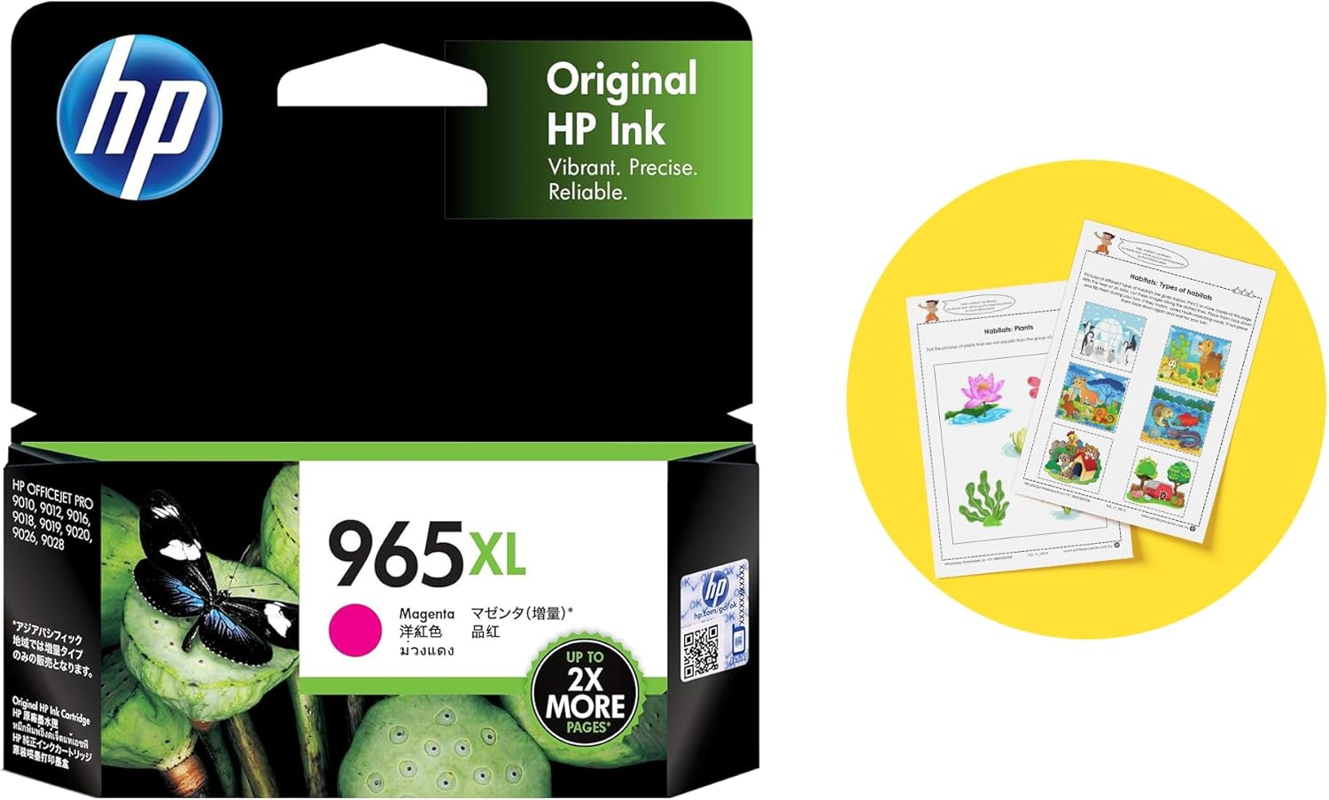 HP 965XL Genuine Original High Yield Magenta Ink Printer Cartridge Works with HP Officejet Pro 9010 All-In-One Printer Series, HP Officejet Pro 9020 All-In-One Printer Series - (3JA82AA)