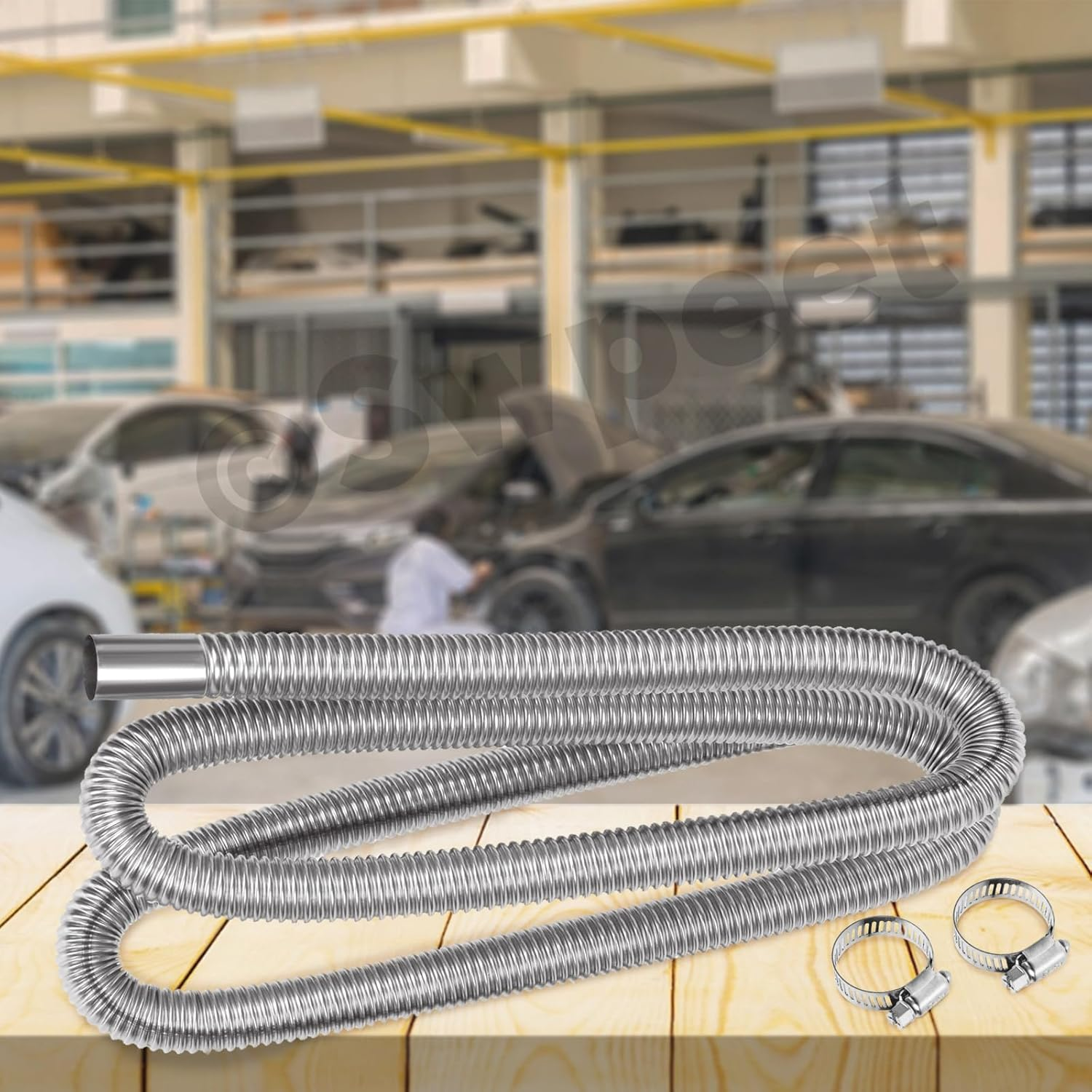 Swpeet 3Pcs 1" X 79" - 25Mm X 200Cm Stainless Steel Diesel Heater Exhaust Pipe with 18Mm-29Mm Hose Clamps Kit, Fuel Tank Air Heater Diesel Gas Vent Hose Exhaust Tubing for Car Vehicle image number 4