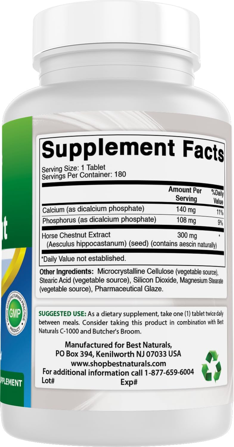 Best Naturals Horse Chestnut Extract 300 Mg 180 Tablets image number 5