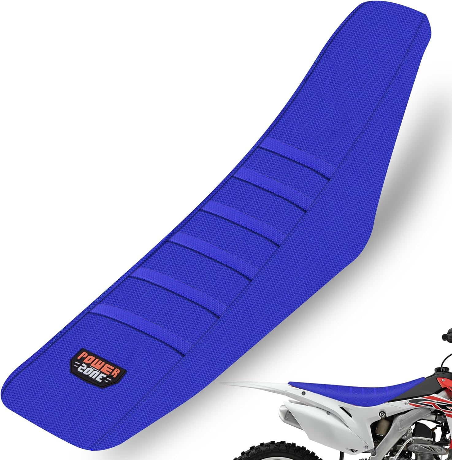 Dirt Bike Seat Cover - White Stripe Universial Seat Cover for Dirt Bike - Motorcycle Motorcross Enduro Seat Covers (Orange)