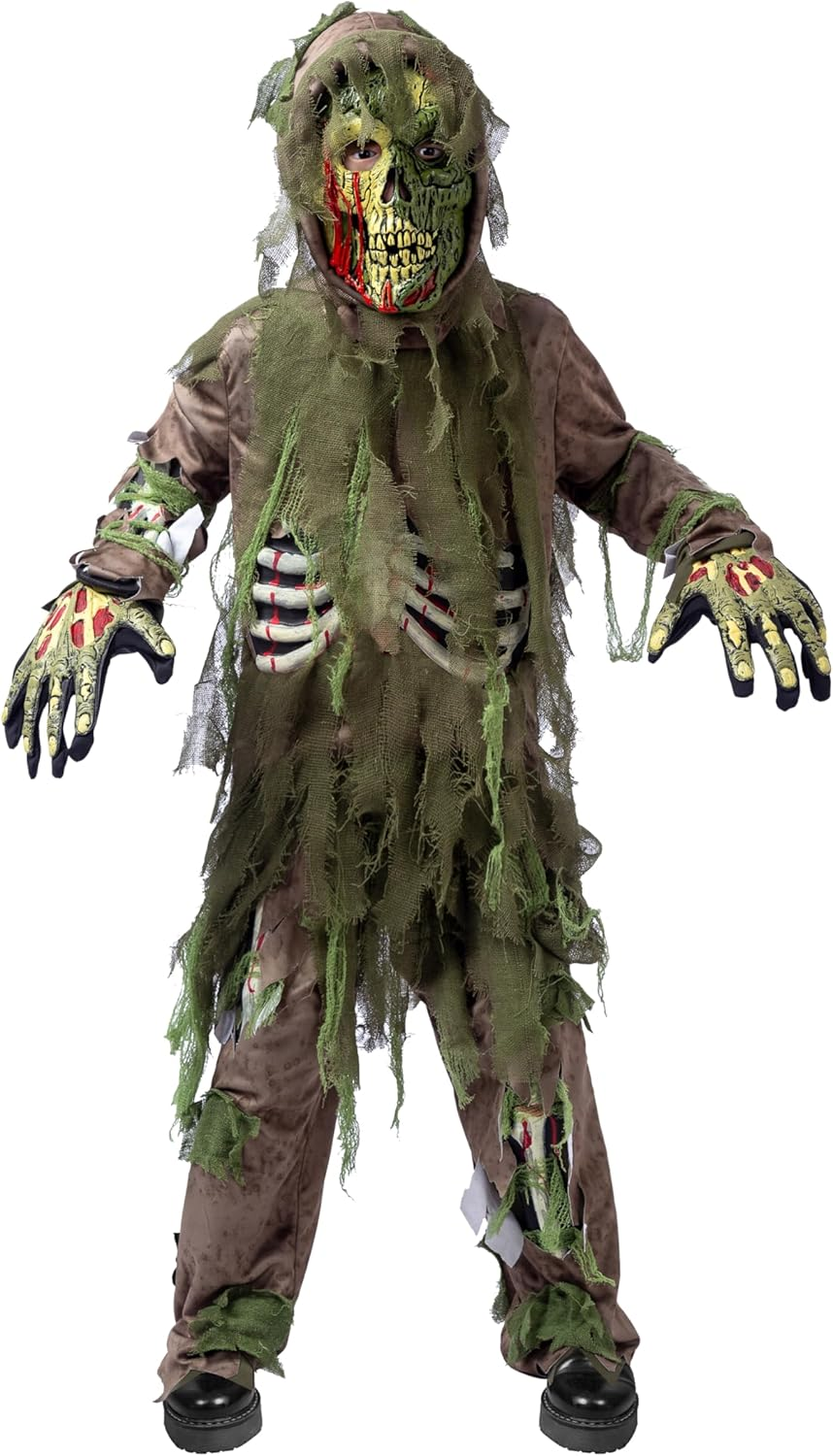 Spooktacular Creations Swamp Deluxe Skeleton Living Dead Zombie Costume for Halloween Kids Monster Role-Playing image number 3