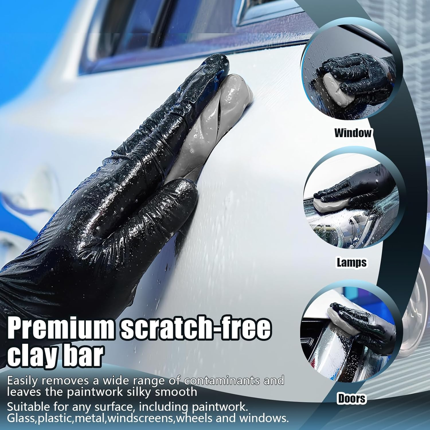 Clay Bar, 2 Pcs 100G Auto Detailing Clay Bar, Car Cleaning Clay Bars for RV, Bus, Boat, Car, SUV, Truck (Grey) image number 4