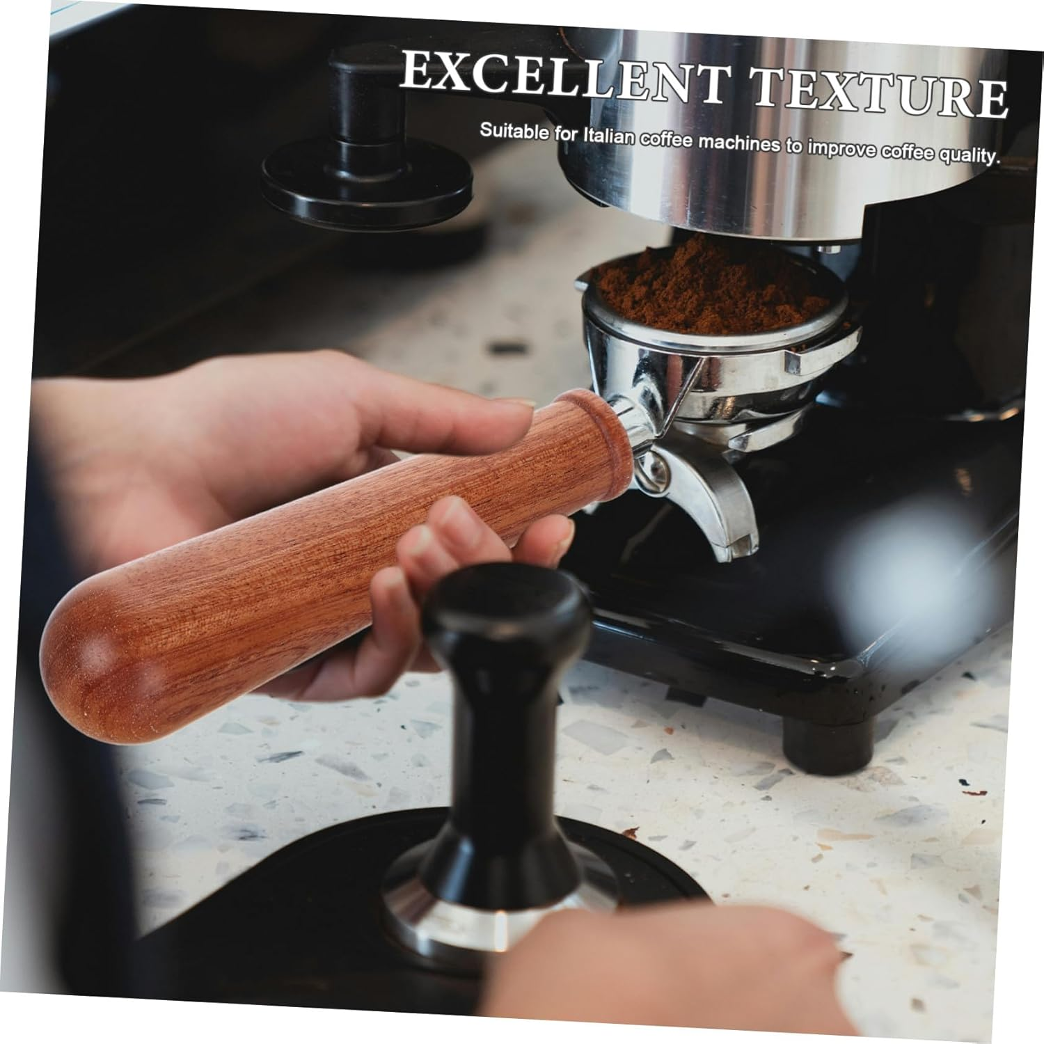 GLEAVI Portafilter Handle Wooden Bottomless Espresso Machine Handle Replacement M10 Wenge Wood Coffee Brewer Accessory for Professional and Home Espresso Use image number 2