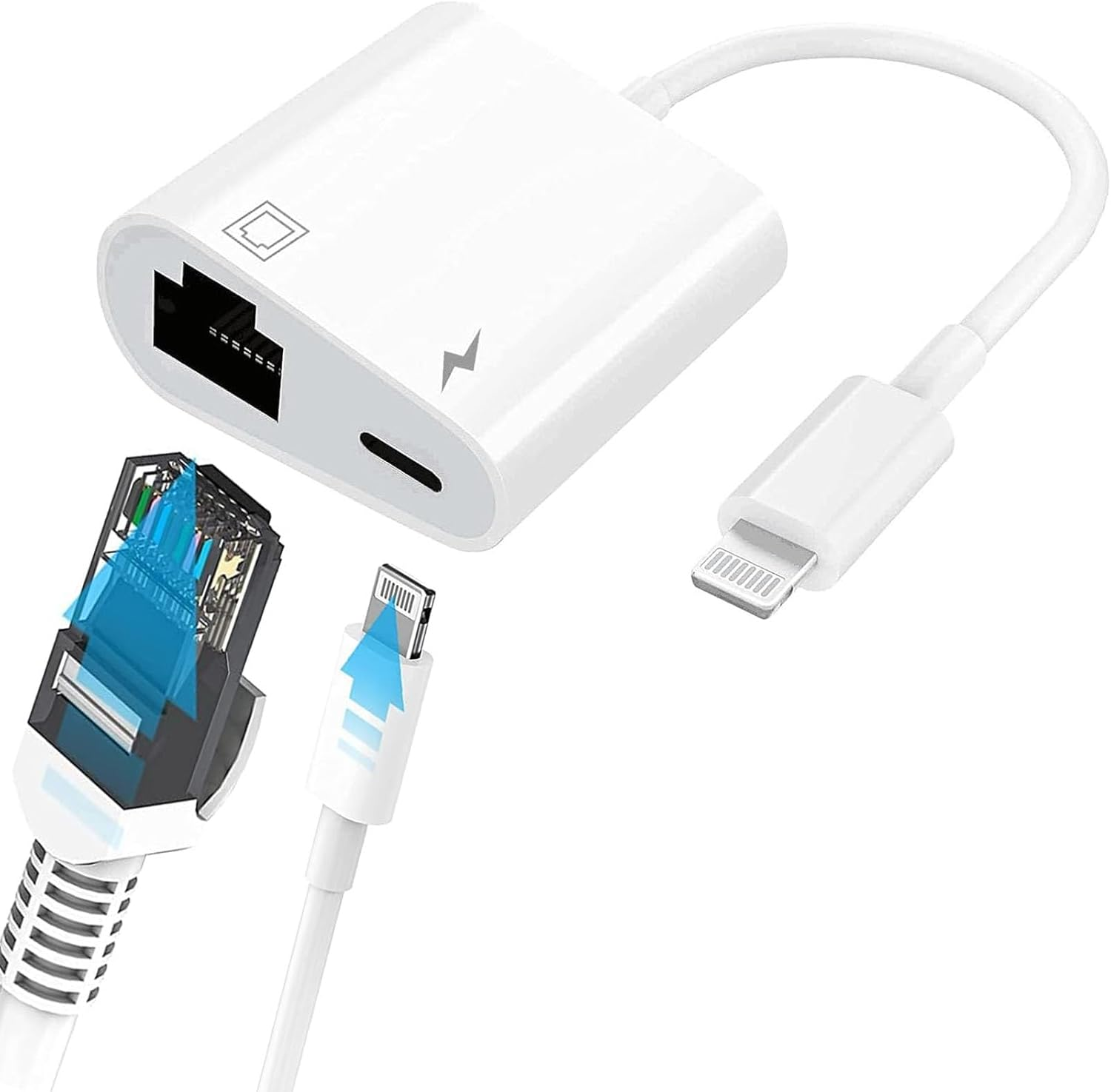 Lightning to Ethernet Adapter, for Apple Mfi Certified 2 in 1 RJ45 Ethernet LAN Network Adapter for Iphone/Ipad/Ipod, Supports 100Mbps Ethernet Network with Charge Port image number 5