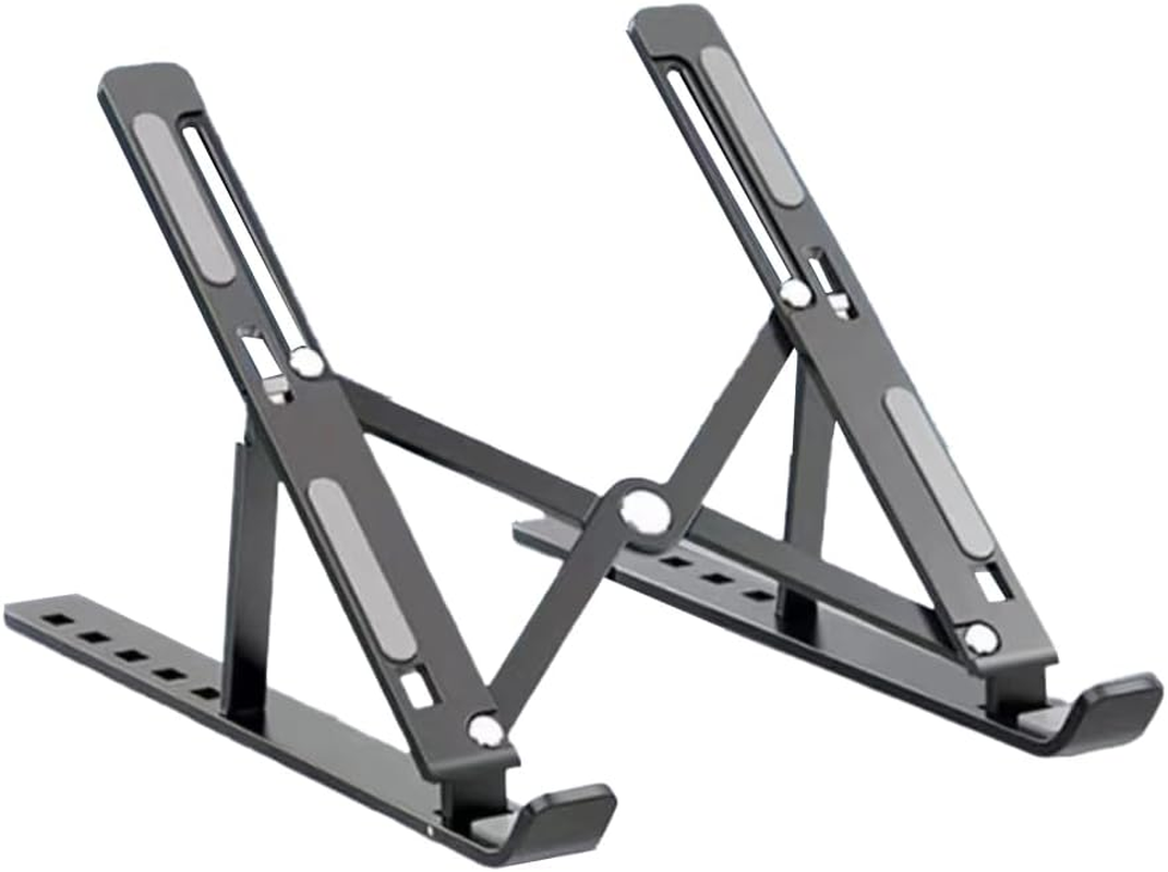 Lightweight Aluminum Laptop Stand,Portable & Foldable with Ergonomic 6-Height Adjustable Computer Stand, Compatible with Air, Pro, Dell, HP, Lenovo More 10-15.6" Laptops (Black)
