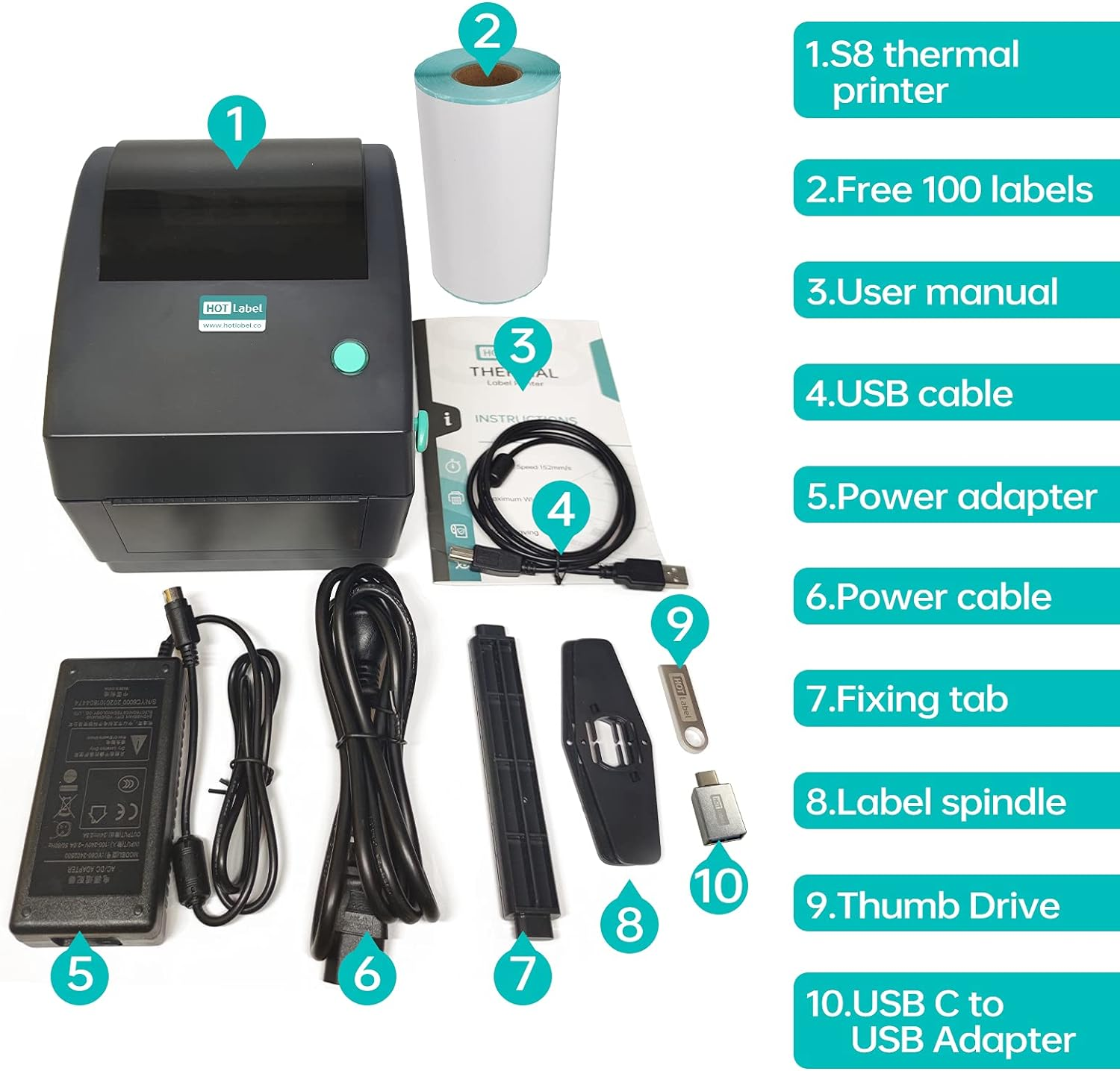 Hotlabel S8 Shipping Label Printer, 4X6 Direct Thermal Label Printer for Shipping Packages, Amazon Shopify Fedex USPS Product Barcode Sticker Maker Machine, Address Mailing Postage Labels image number 4