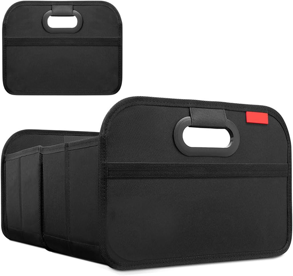 Idopick Car Trunk Organizer, Collapsible Waterproof Premium Oxford Cargo Storage, Multi-Compartment Foldable Trunk Groceries Organizer, Auto Accessories Universal for Suv,Truck,Sedan Jeep