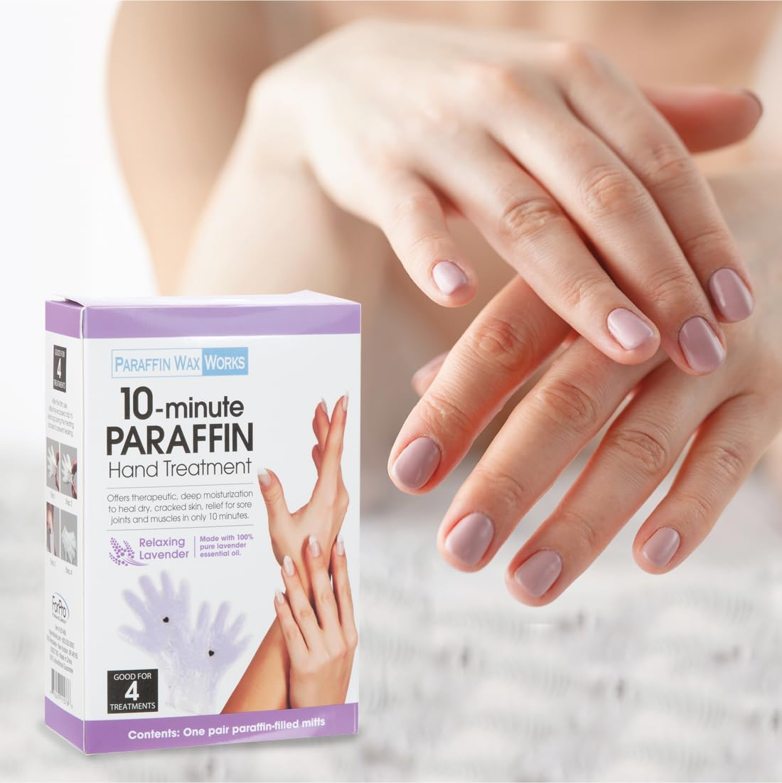 Paraffin Wax Works 10-Minute Paraffin Hand Treatment, Relaxing Lavender, Spa and Home Treatment Gloves, One-Pair image number 5