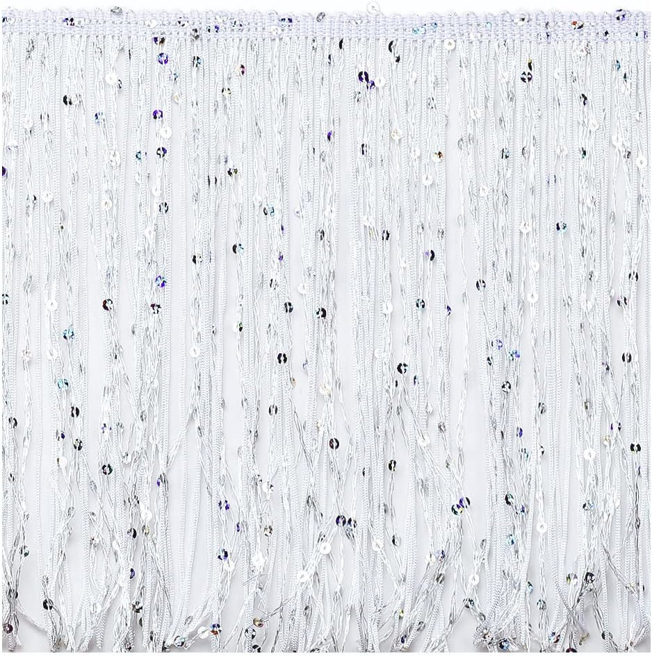 Fringe Trim Tassel 8 Inch Wide 2 Yards Long for Clothes Accessories Latin Wedding Dress DIY Decoration (3-Gold)