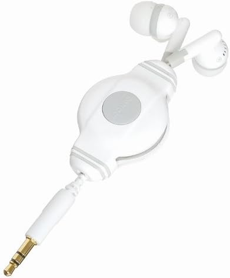 Yazawa VR119WH Cord up Reel Fix Earphones, Push Type, White