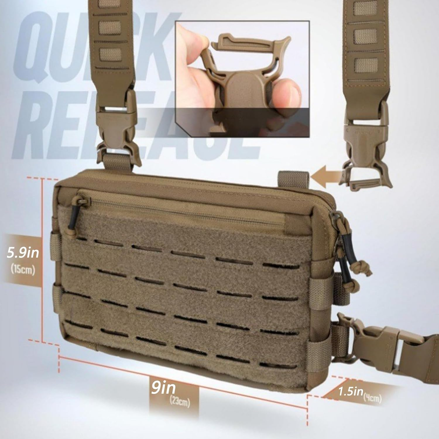 Chest Pocket for Men, Hiking Chest Pocket, Quick Release Adjustable Straps, Anti-Theft for Motorcycle, Outdoor, Fitness, Fishing