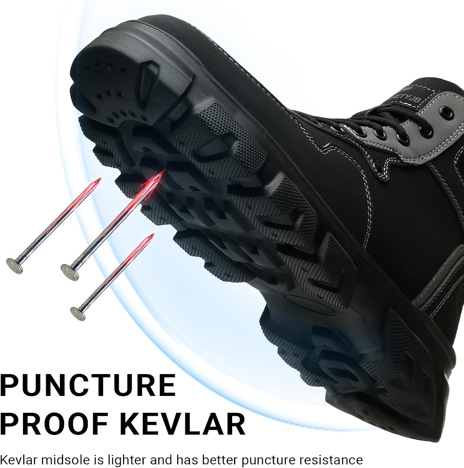 USOR Steel Toe Safety Boots Toe Cap Work Shoes for Men Women Resistant Lightweight Work Sneakers Comfortable Puncture Resistant Work Boots for Industrial Construction image number 3