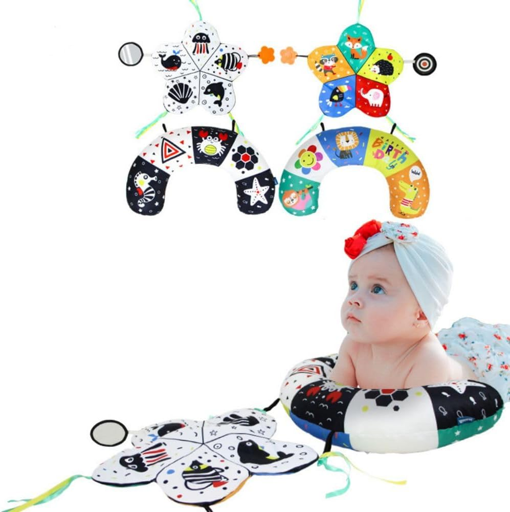 Poemtian Poemtian Baby Toys Infant Prone Pillow,Black and White High Contrast Baby Toys,Plaything Tummy Time Toys Cotton Pillow Infant Cotton Pillow for Infant Newborn Toddler image number 2