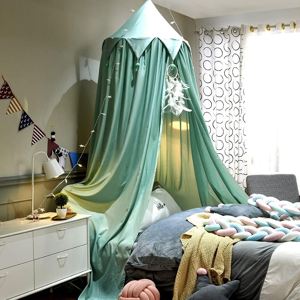 Princess Canopy for Girls Bed with Tassels Hideaway Tent for Kids Rooms or Cribs Nursery for Decoration, Playing,Reading,Sleep as Hanging House Castle