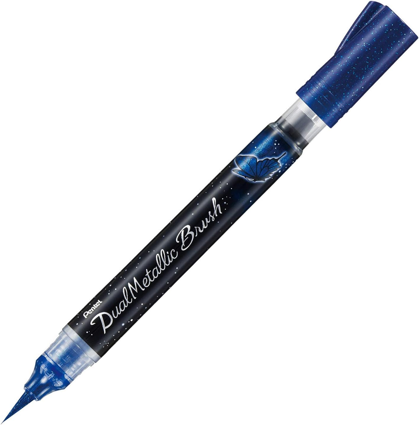 Pentel Arts Dual Metallic Brush Pen Hangsell Blue + Metallic Green, Pack of One (XGFH-DC)