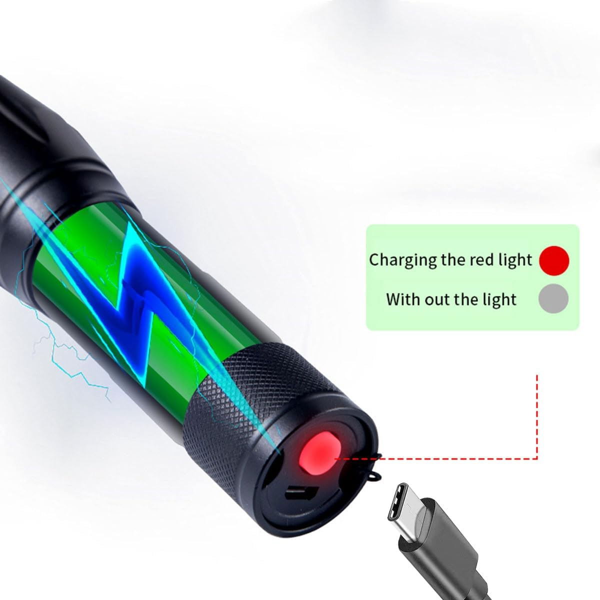 YZYOE Red Flashlight - 4 in 1 White, Red, Blue & Green Light, 4 Modes image number 2