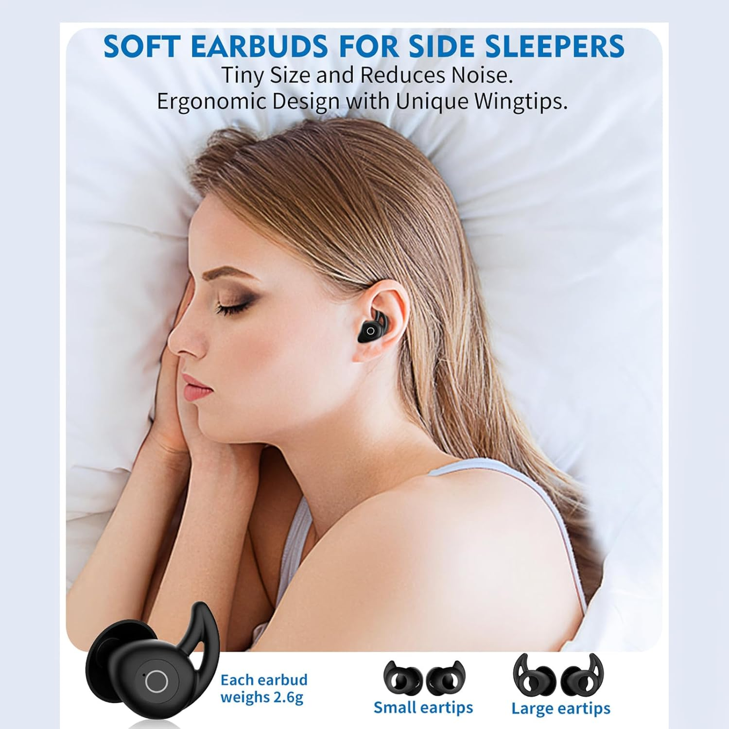 Noora Sleep Earbuds, 2025 New Noorasleep Snooze Pods Pro, Sleep A30, Noozepods Pro - Bluetooth Sleepbuds, for Side Sleepers Working Hiking, Soft and Snug Fit, with Smart Case (Mixc*2) image number 2