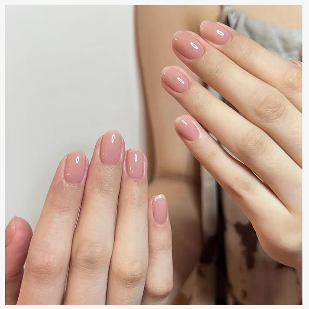 QISANKEE French Tip Nails Press on Nails Light Color, Nude Gradient False Nails Coffin Fake Nailswith Designs Pink French Tip Nails Artificial Nails Stick on Nails for Women Girls 24 Pcs/Set image number 6