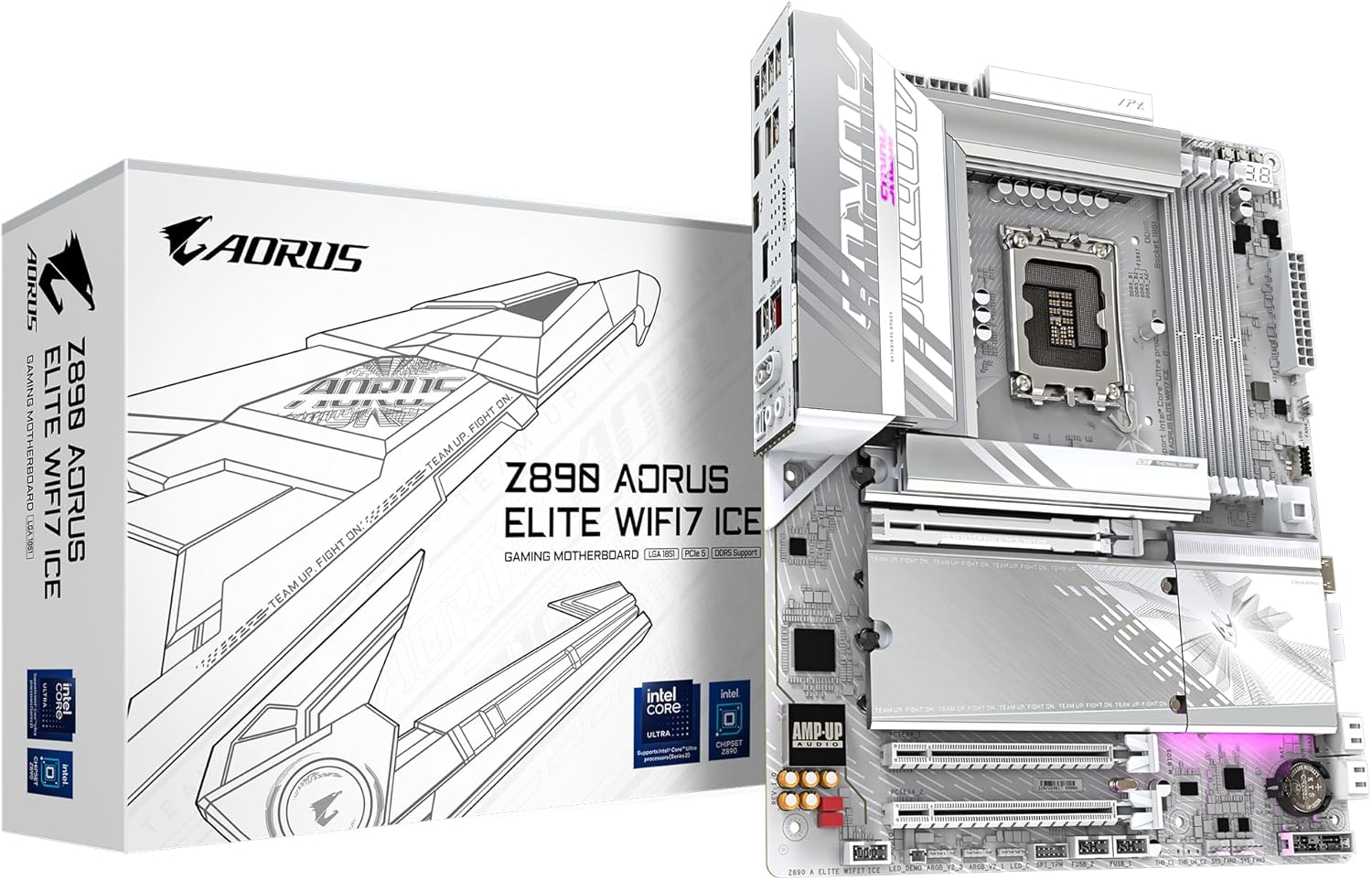 GIGABYTE Z890 AORUS Elite WIFI7 ICE Motherboard - Supports Intel Core Ultra CPU (Series 2), 16+1+2 Phase VRM, up to 8800Mhz DDR5 (OC), 1Xpcie 5.0 + 3Xpcie 4.0, Wi-Fi 7, 2.5Gbe LAN, Thunderbolt 4 image number 4