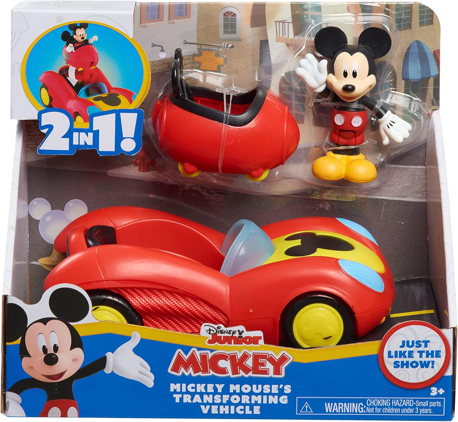 Disney Junior Mickey Mouse Funhouse Transforming Vehicle, Mickey Mouse, Red Toy Car, Preschool, by Just Play image number 4