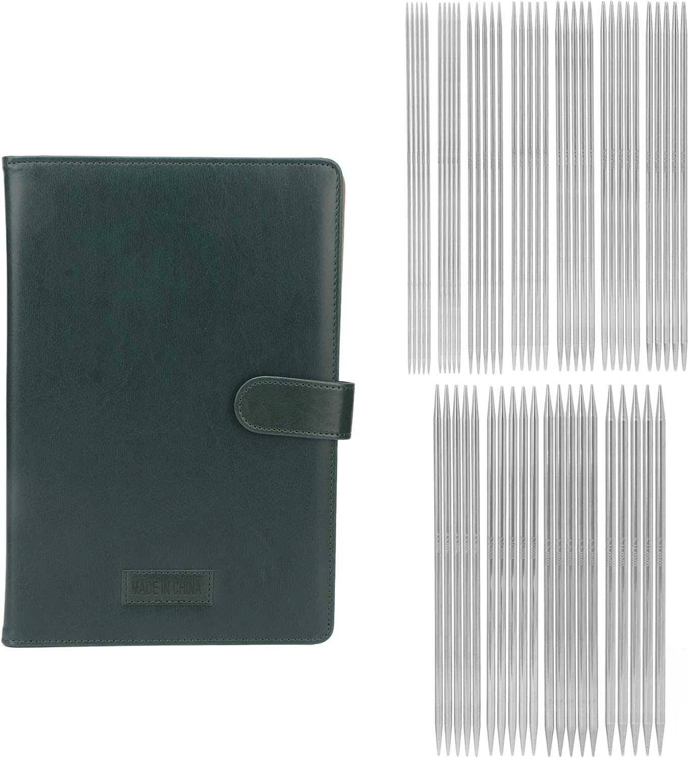 Double Pointed Knitting Needles, 55Pcs 11 Size Stainless Steel Yarn Needles with PU Leather Storage Bag, Straight Knitting Needles Set, Sweater Needle Kit image number 4