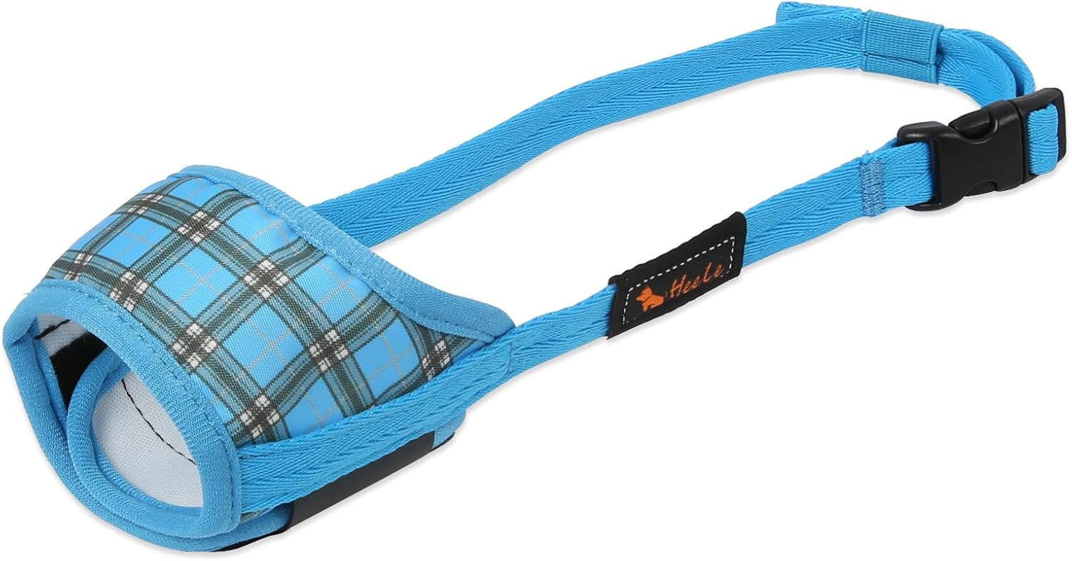 HEELE Dog Muzzle Dog Muzzles Breathable Mesh and Durable Nylon Dog Muzzle with Adjustable Loop and Soft Padding Dog Training Muzzle Prevent for Barking Biting and Chewing, Brown, L