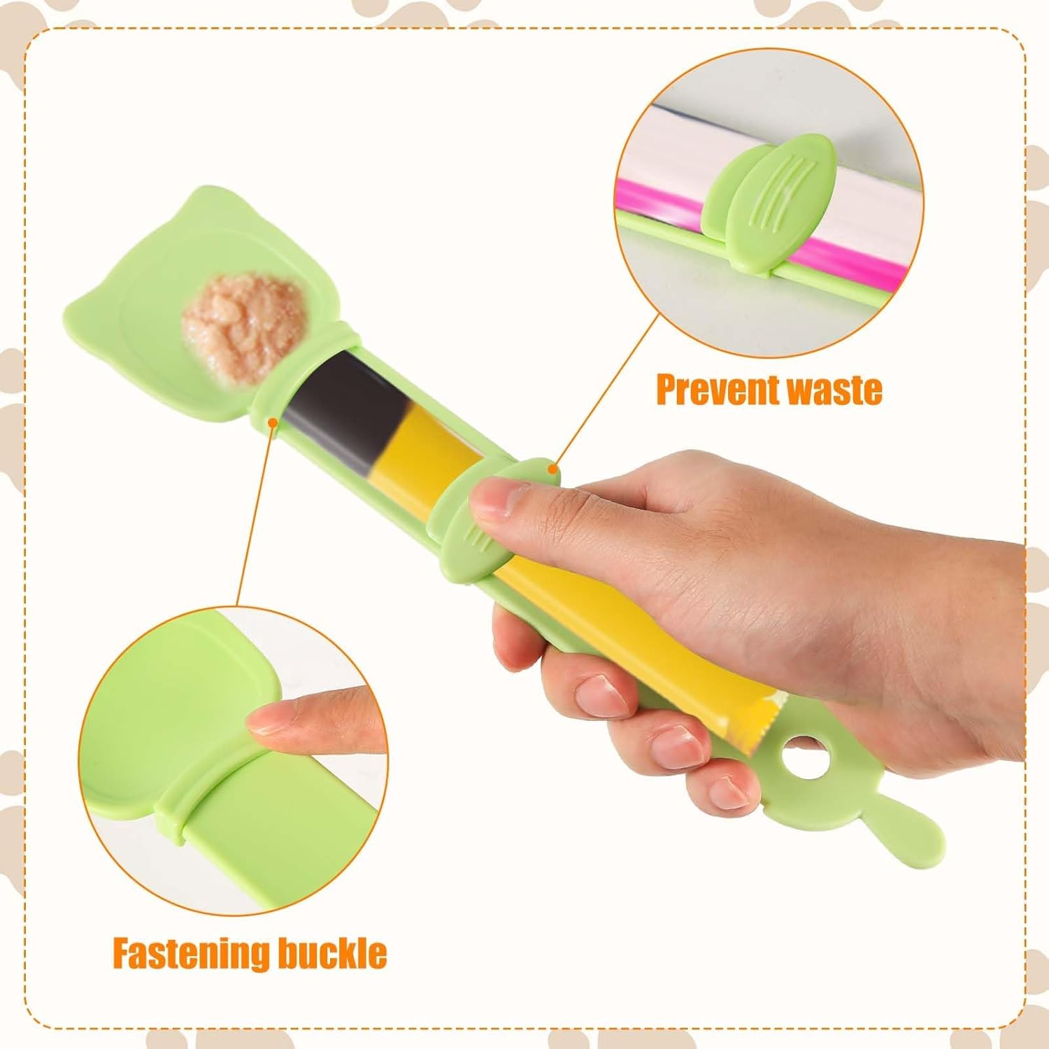 OMIPAWZ 3 Pcs Happy Cat Squeeze Treat Spoon, Strip Feeder for Lickable Treats image number 4