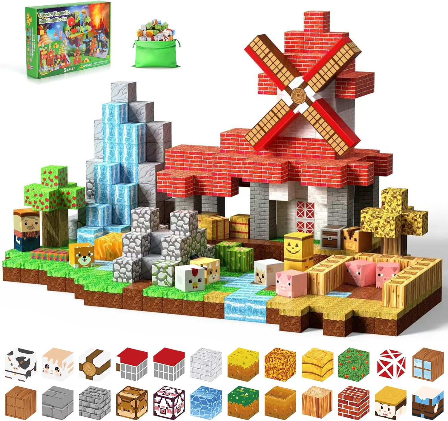 TMA 200PCS 2.3CM Magnetic Blocks, Magnetic Building Blocks, Toddler Building Magnet Toys STEM Montessori Sensory Toys for Boys & Girls Age 3+ Years Old image number 2