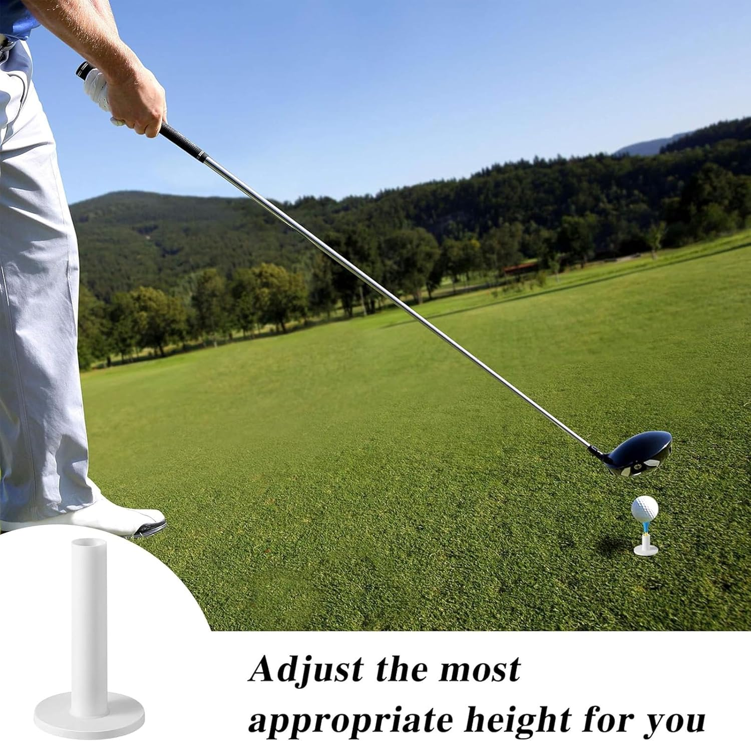 9 Pcs White Golf Rubber Tees for Practice and Driving Range,3X of 1.5", 2.28" and 3.46" Tees,Suitable for Indoor Outdoor Backyard image number 4